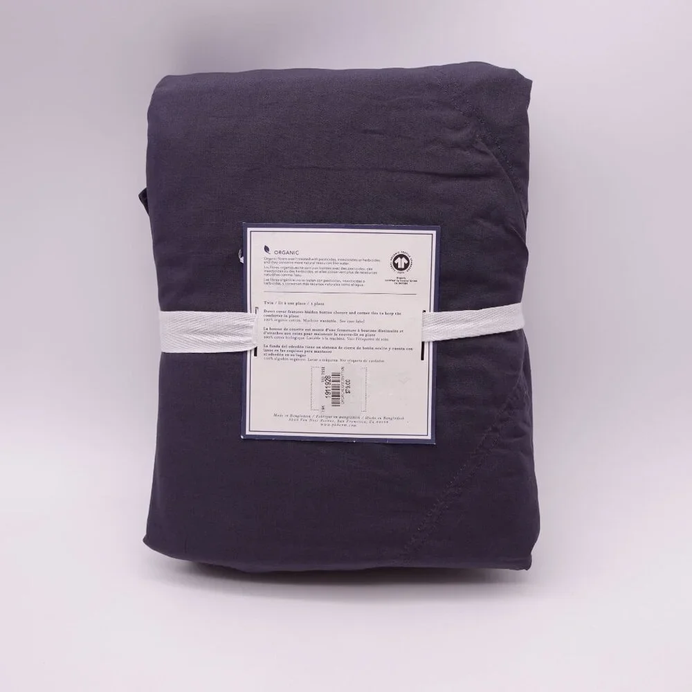 NEW Pottery Barn Dorm Organic Ruched Diamond Duvet Cover Twin Charcoal Gray